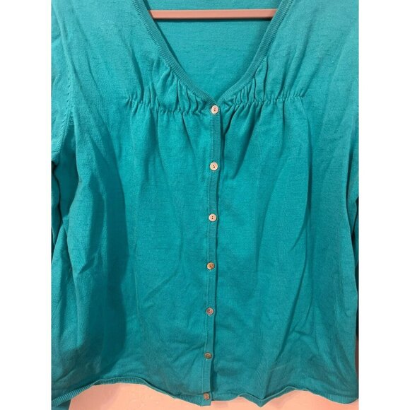 Kenneth Cole Reaction XL Teal Cardigan Sweater Shell Buttons Pinch Pleated - Picture 4 of 8